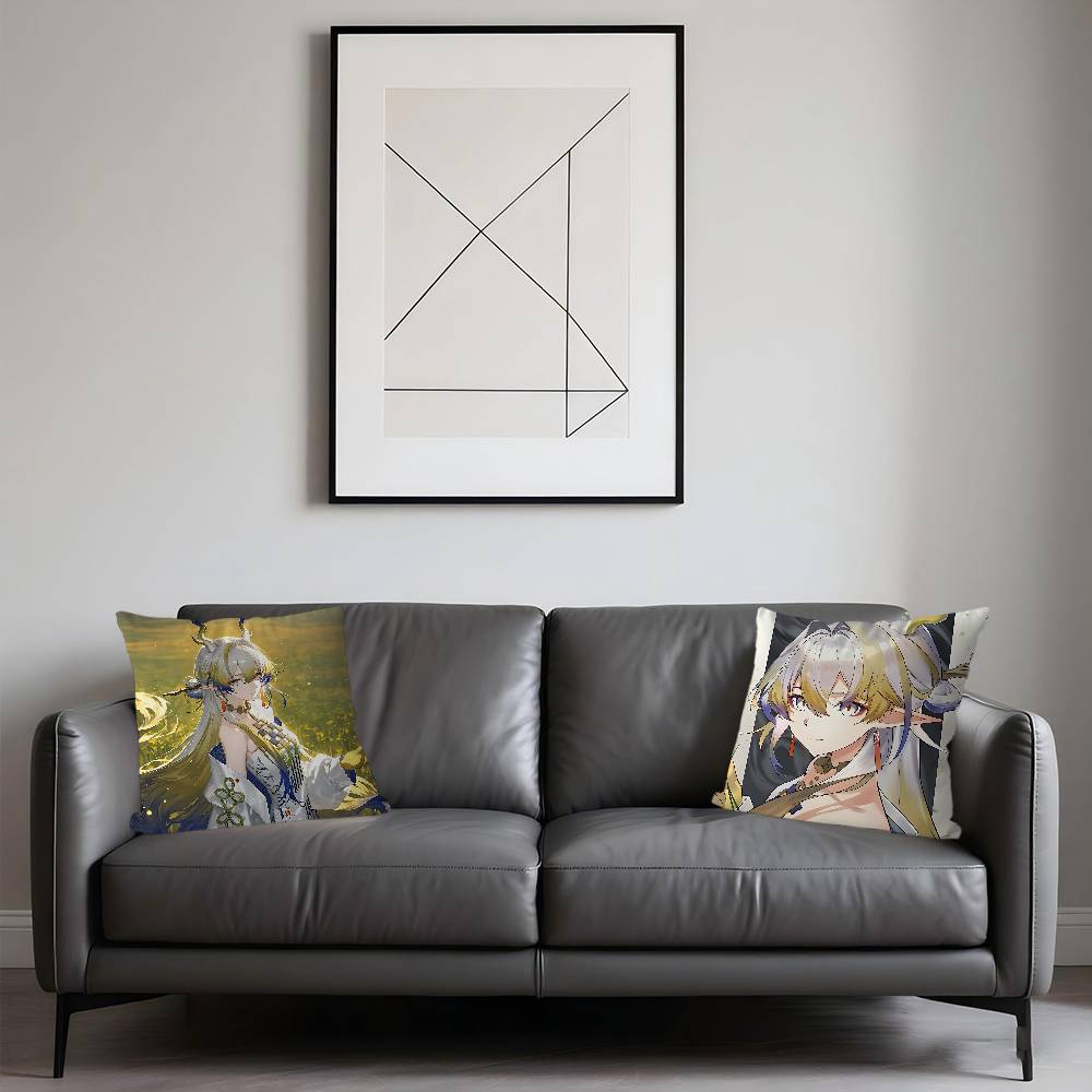 Arknights Shu Kissenbezüge Cartoon Sofa Dekorative Zuhause Doppelseitiger Druck Kurzplüsch Niedlicher Kissenbezug