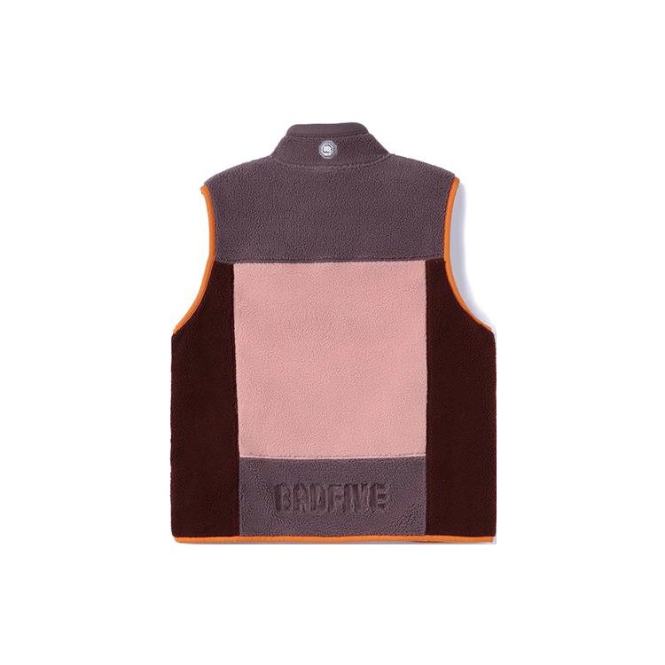 Li Ning Badfive Color Block Fleece Warm Loose Stand Collar Vest Men Vests Sparrow-Brown AMDR045-3