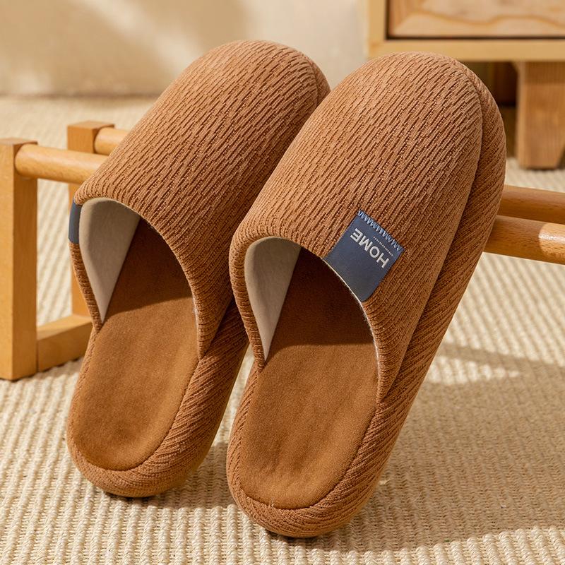 

Повседневные однотонные мужские хлопковые тапочки для дома, вельветовые, теплые, нескользящие, парные хлопковые тапочки 36-37