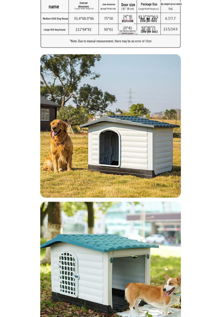 Xinding Rainproof & Windproof Outdoor Plastic Dog Kennel - Winter Dog House for Medium to Large Dogs
