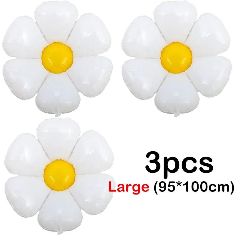 White Daisy Flower Balloons Multi Size Sunflower Foil Balloon Plumeria Helium Ball for Birthday Wedding Party Decor Baby Shower