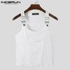 Moda Hombre Camisetas sin Mangas Cuello Redondo Color Sólido sin Mangas Bolsillos Tirantes Chalecos Hombre Ajustado Ropa de Calle Sexy Vacaciones Tops