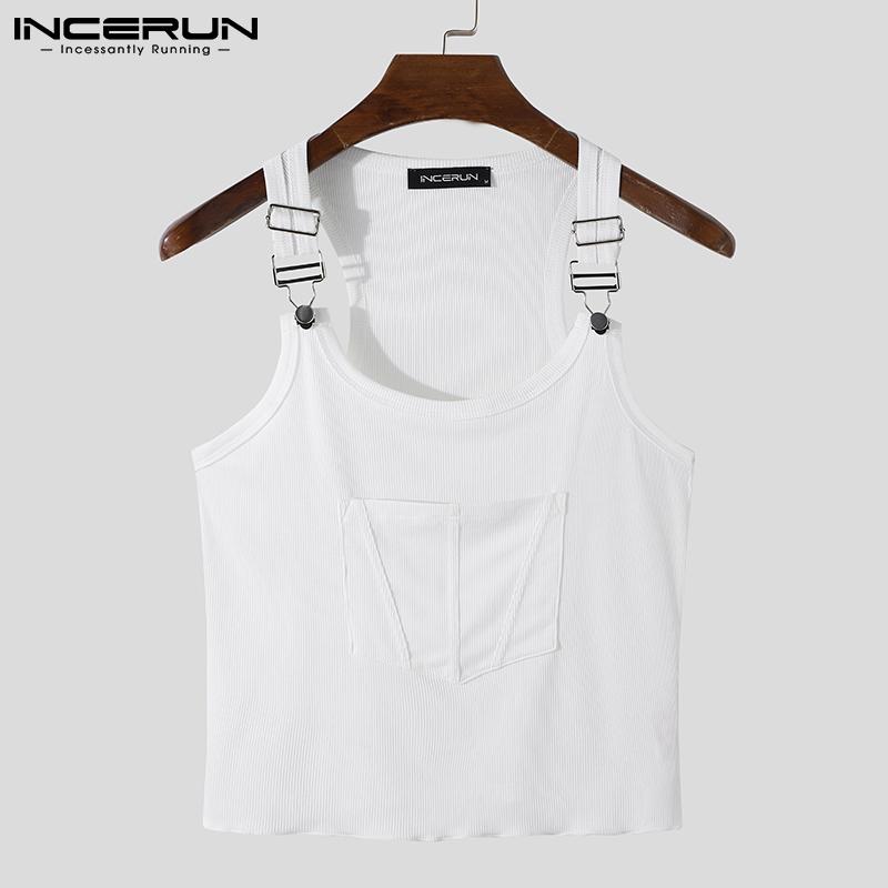 Moda Hombre Camisetas sin Mangas Cuello Redondo Color Sólido sin Mangas Bolsillos Tirantes Chalecos Hombre Ajustado Ropa de Calle Sexy Vacaciones Tops