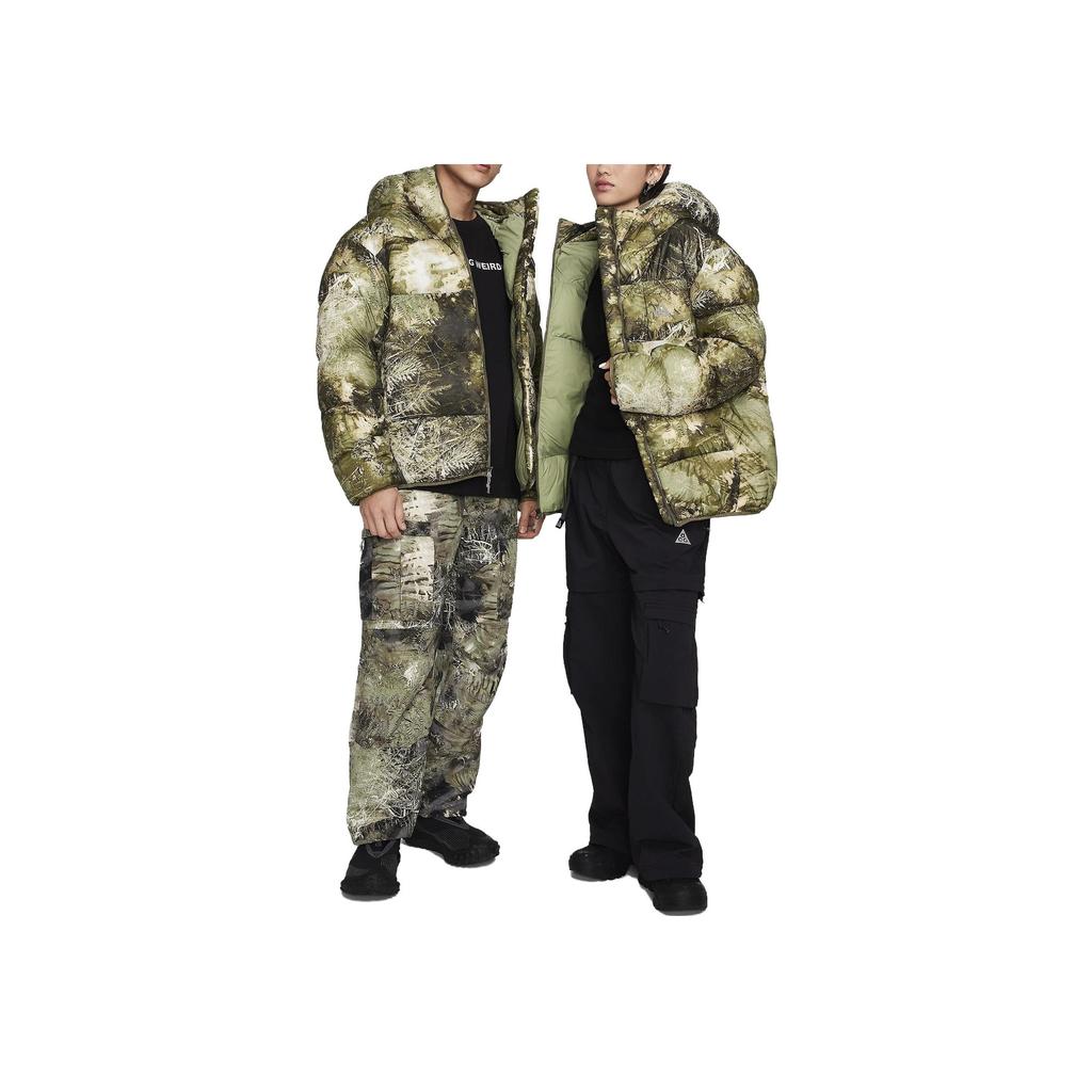 Nike Pattern Print Zip-Up Hooded Jacket Unisex Outerwear Oil-Green FB8122-386