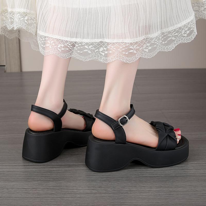 Women's Sandals Summer New Style Fairy Wind Thick Bottom Heightening Casual Versatile Skirt Beach Sandals Comfortable Rubber