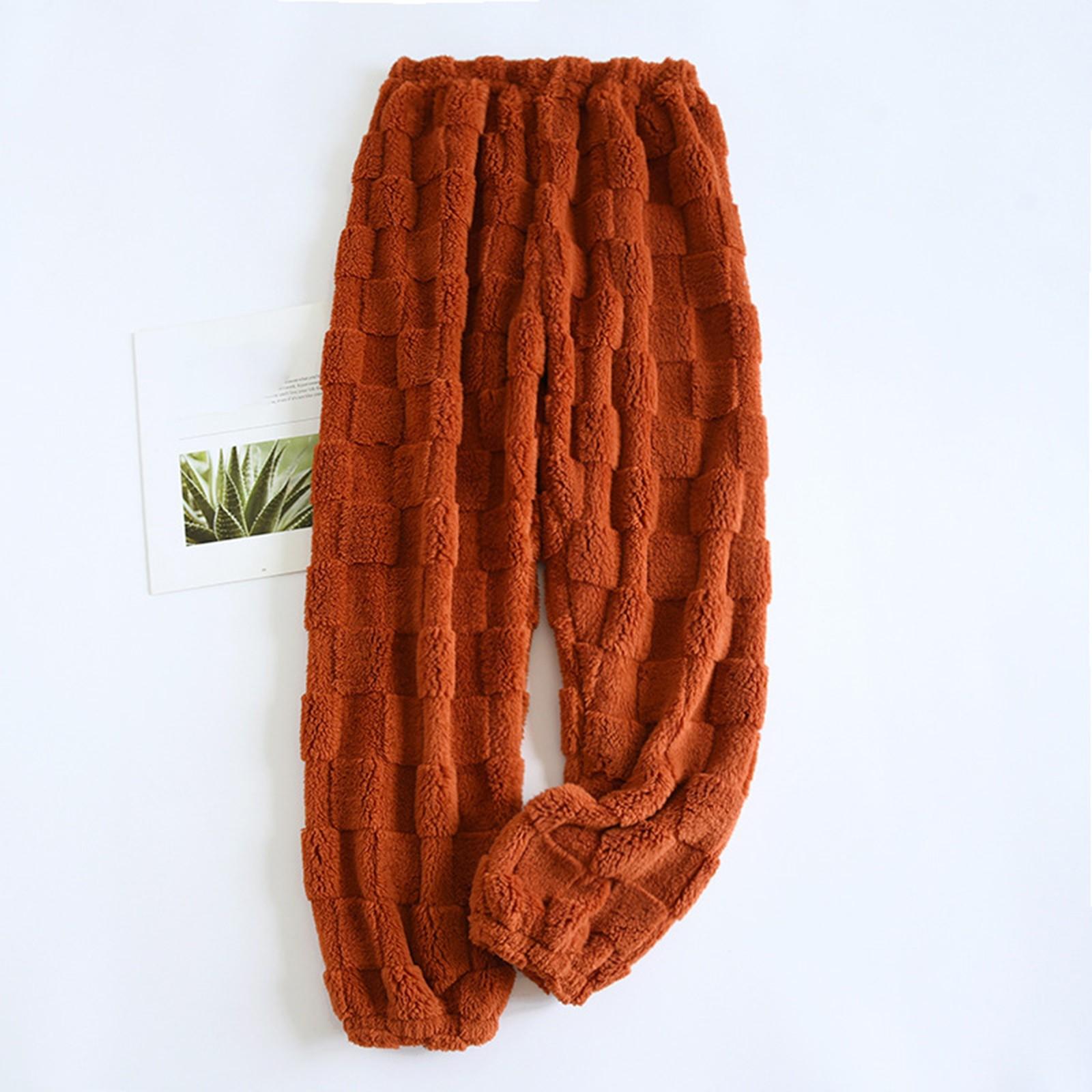 

Женские термофлисовые карманы пижамные теплые повседневные брюки домашние пижамные штаны L оранжевый