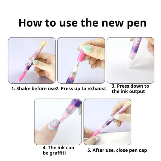 12Pcs Nail Art Graffiti Pens Ultra Fine Tip Manicure Marker DIY Nail