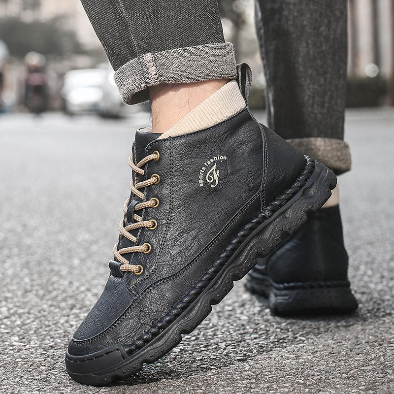 Ručně šité Kožené Pánské Boty Pohodlné Ležérní Kožené Boty Pánské Kotníkové Boty Mokasíny Pánské Pracovní Boty