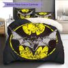 Batman Muster Bettwäsche Bettdecken-Set Heimdekoration Geschenk (1 Bettbezug + 2 Kissenbezüge (ohne Füllung))