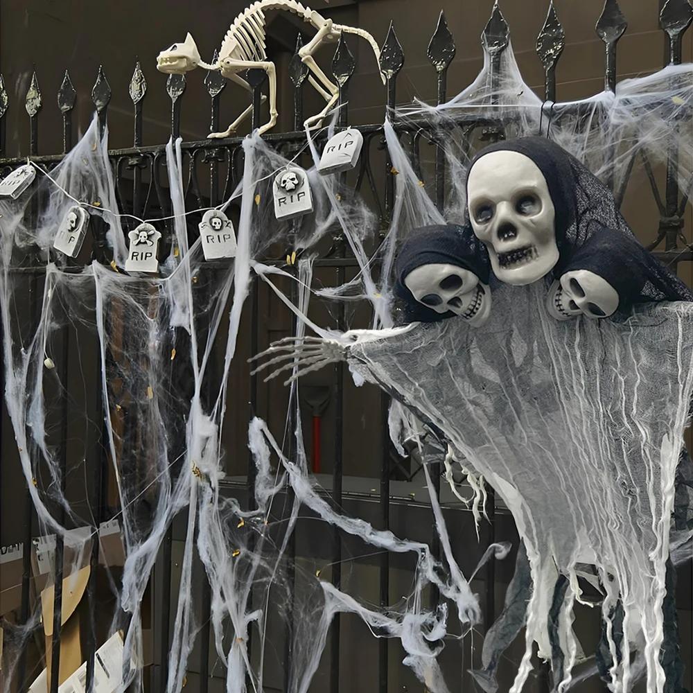 1PCS Halloween Skeleton Ghost Decoration Ghost with LED Halloween Decoration LED String Lights for Outdoor Use In Gardens