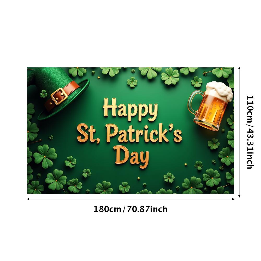 St Patricks Day Backdrop Banner With Beer Mug And Clover Party Event Decoration Photo Booth photography Background Props