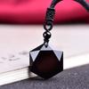 Six-Pointed Star Obsidian Pendant Necklace for Men and Women