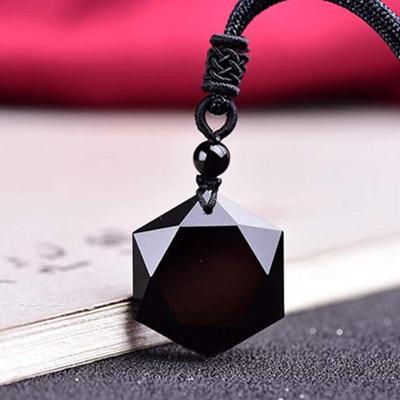 Obsidiánový přívěsek na krk se šesticípou hvězdou pro muže a ženy