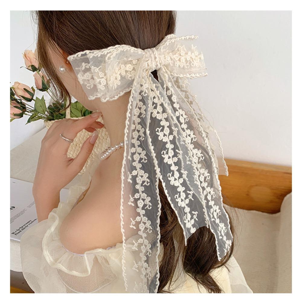Korean version of three-layer lace streamer bow hairpin