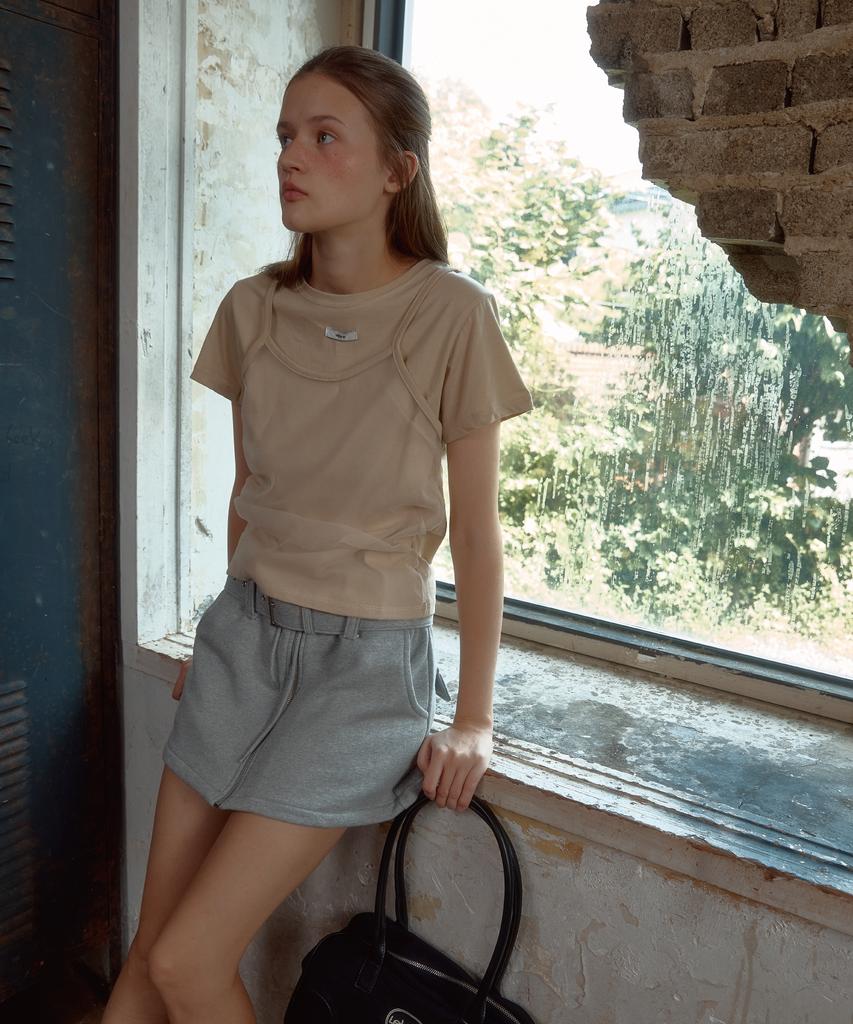 Leteoli Belt Zipper Mini Skirt_Grey
