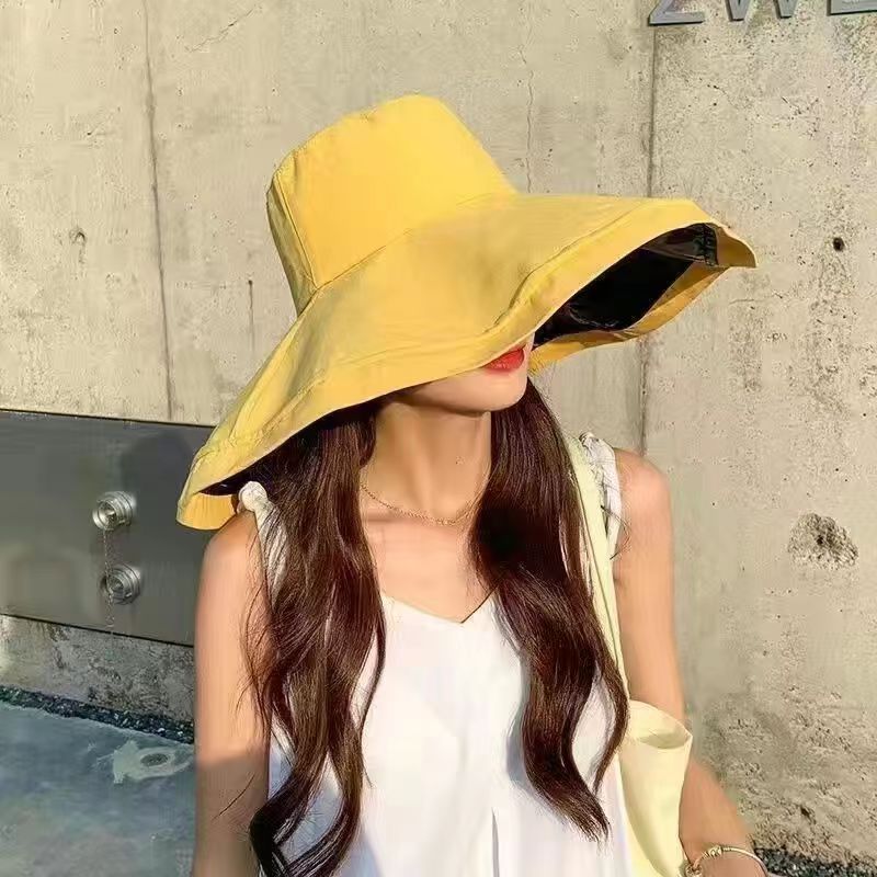 Hat women's summer new outdoor bucket hat sunscreen sunshade sun hat women's striped fashion sun hat