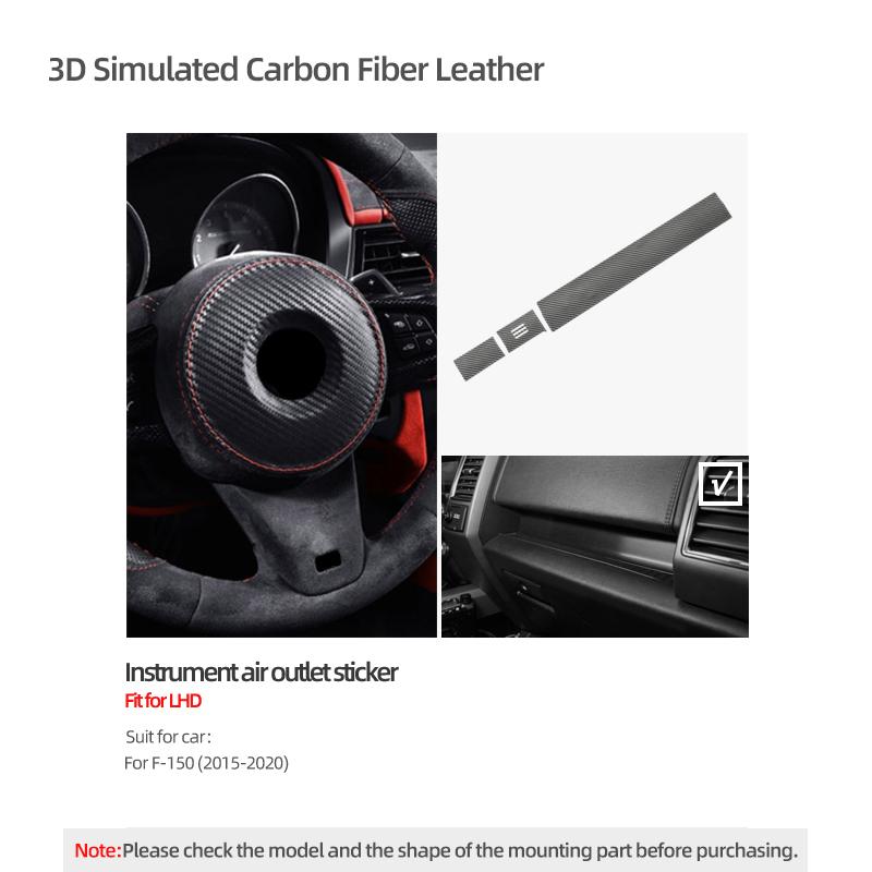 

Betterhumz For Ford F-150 SVT Raptor 2015- Made of Alcantara Co-pilot Vent Dashboard Trim Stickers Car Interior Accessories Carbon Leather LHD