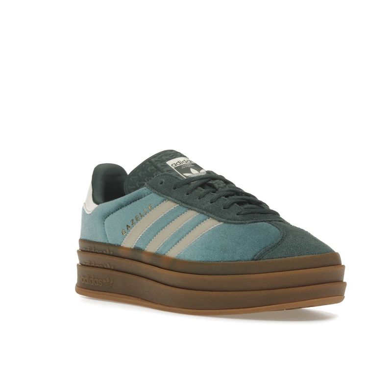 Adidas Gazelle Bold Mineral Green Velvet Women Sneakers Putty-Grey IG4391