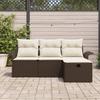 Set de 4 pièces de canapés de jardin avec coussins marron en poly rotin, Canapé de jardin 2 places avec rangement et 3360179