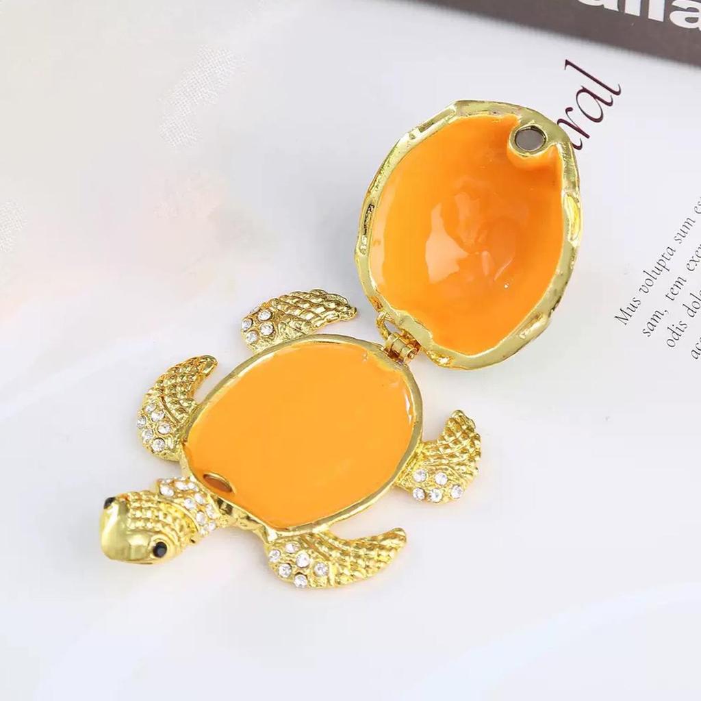 Stylish Metal Turtle Jewelry Box with Diamond Accents - Cute Unisex Home Decor.