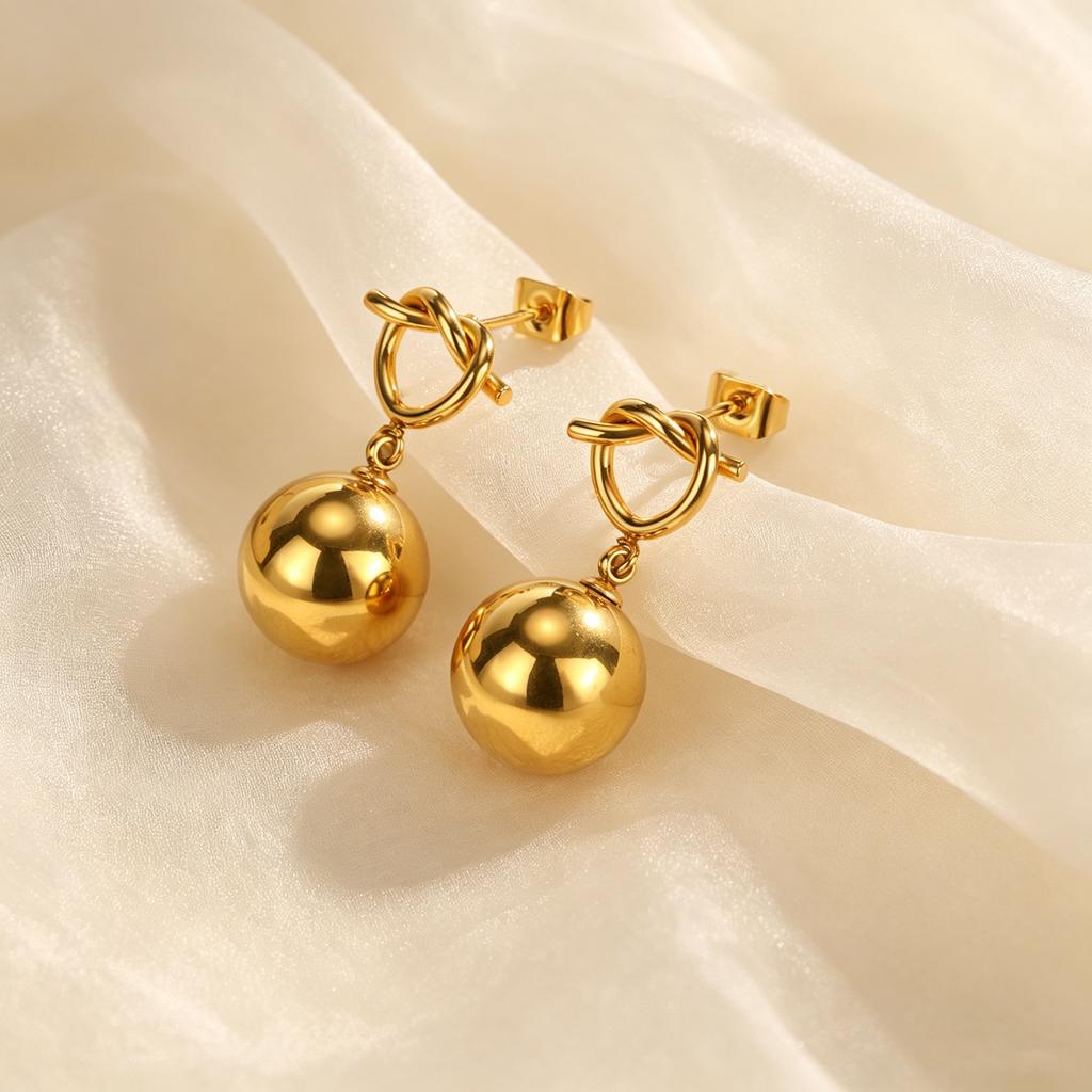 Heart-shaped Knot Water Drop Imitation Pearl Dangle Earrings for Women, Hypoallergenic Stainless Steel Elegant Charm Jewelry