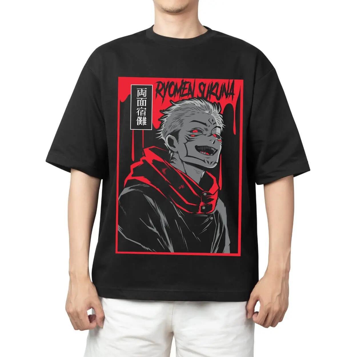 

Jujutsu Kaisen Yuji Itadori Anime Black T-Shirt Comfortable Fashion Vintage Double-Sided Band Graphic Print Women And Men T-shirts XXXL