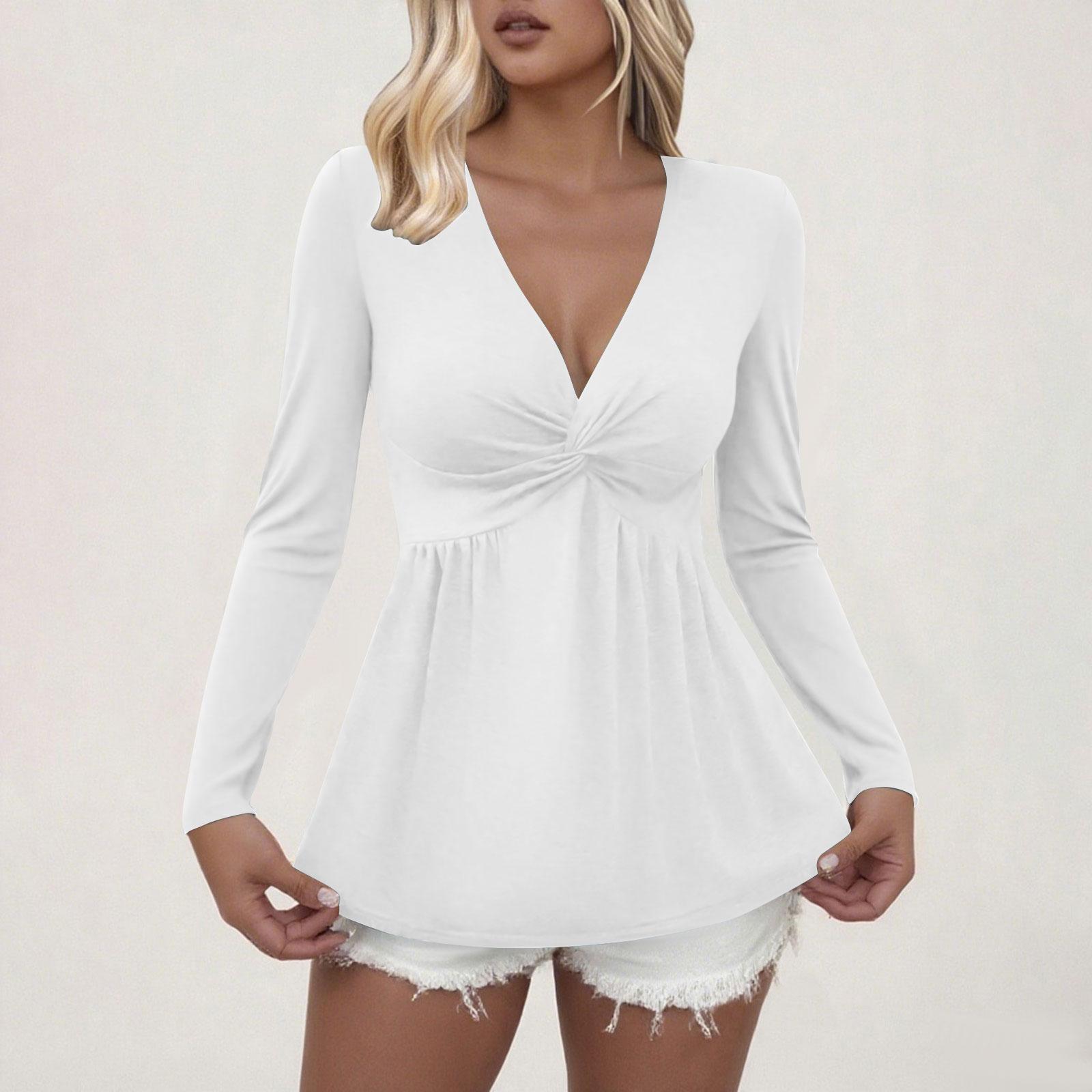 

Women s Solid-color Fashionable Long-sleeved Top XXL