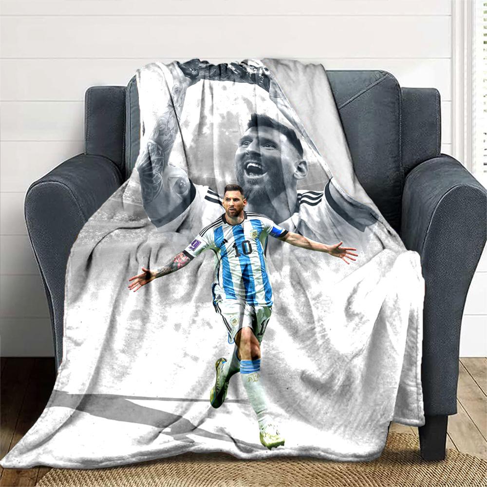 Football Messi Blanket Warmthful Decor Perfect for Office Chair Sofa Office for All Seasons Warmthful Decor Ideal Gift For Birthday Valentine'S Day