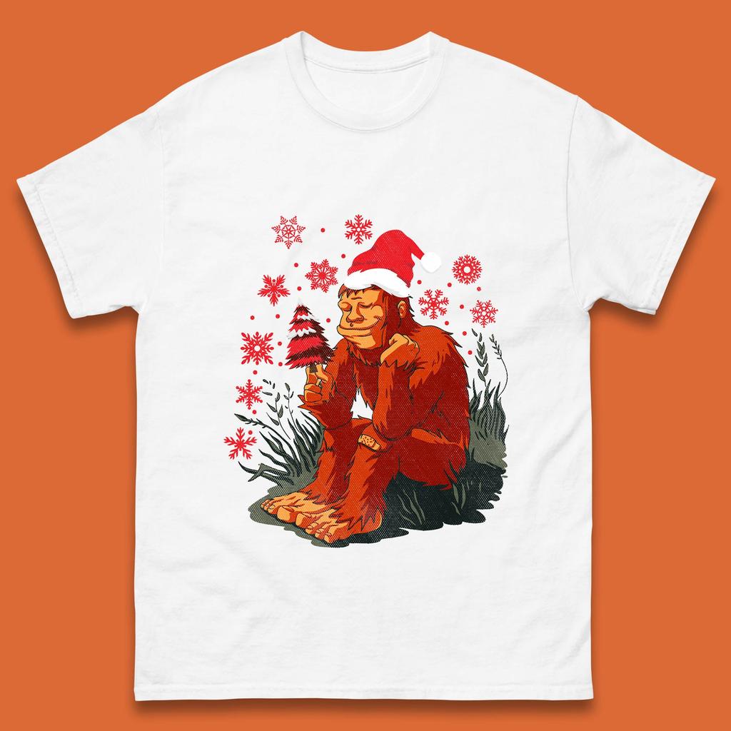 Bigfoot Christmas Mens T Shirt Womens Tops Tees Christmas Tree Top