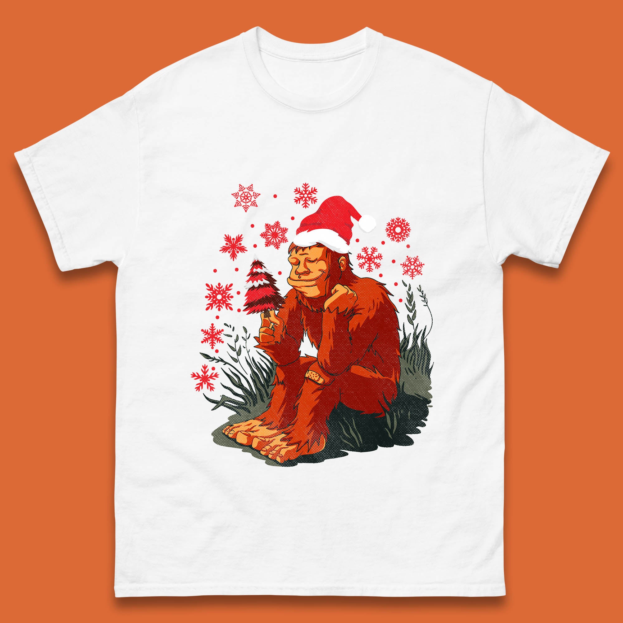 Bigfoot Christmas Mens T Shirt Womens Tops Tees Christmas Tree Top S
