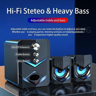 Difuzoare pentru computer alimentate prin USB - bară de sunet Bluetooth, conexiune Aux-in de 3,5 mm, sunet îmbunătățit pentru monitor desktop, PC, laptopuri