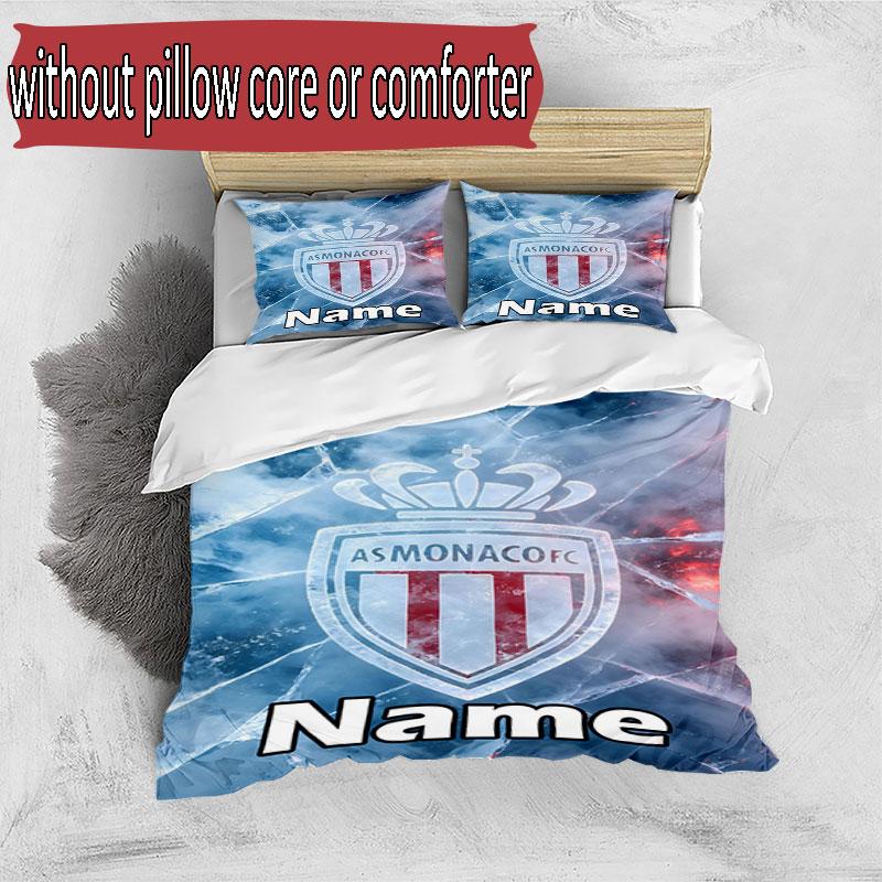 3pcs Duvet Cover Set (1*Duvet Cover + 2*Pillowcase, Without Core), Custom Name AS Monaco Pattern Bedding Set, Home Bedroom Decor Gift
