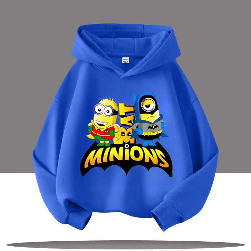 Children's Hooded Sweatshirt for Boys, Girls' Casual Top, The Kid from Dad's Gang, Minions Cartoon Print, Fall/winter Clothing