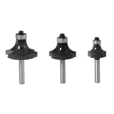 3-teiliges Rundprofil-Fräser-Set 3/8 3/4 1 Zoll Legierungsstahl mit präzise geschliffenen Kanten, geeignet für Maschinen mit 1/4 Zoll Schaft
