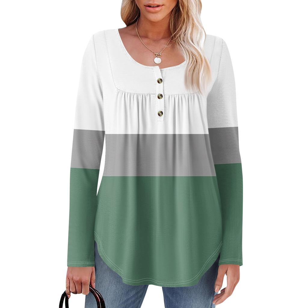 Γυναικεία Μπλούζα Τούνικ Μακρυμάνικη Φαρδιά Μπλούζα Καθημερινή Oversized Μπλούζα Πλισέ Τούνικ Κουμπωτή Καθημερινή Γυναικεία Μπλούζα με Μοτίβο