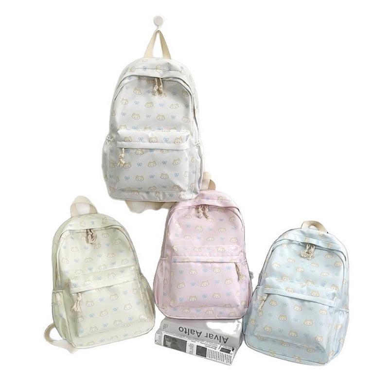 Charming Floral Bowknot Backpack for Students: Junior High, High School, and College