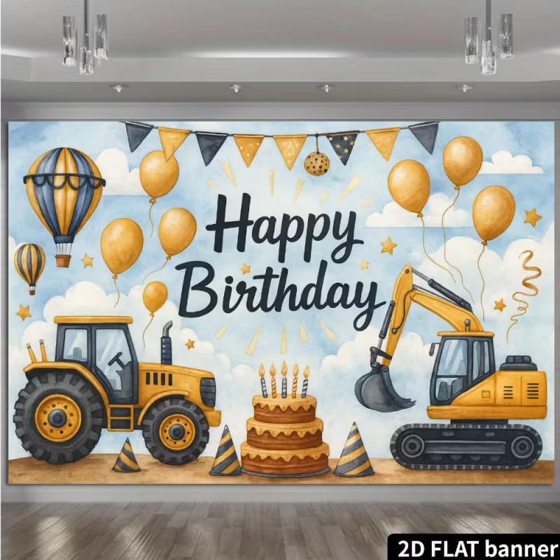 2D Bagger Traktor Alles Gute zum Geburtstag Fotografie Hintergrund