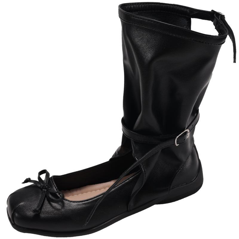 Queen Fan Explosive Retro White Platform Short Boots Women's 2025 New Summer Skirt Versatile Ballet Boots