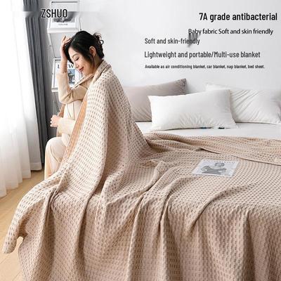 Cobertor de Gaze Waffle de Algodão Puro para Adulto - Colcha de Verão e Toalha de Sesta