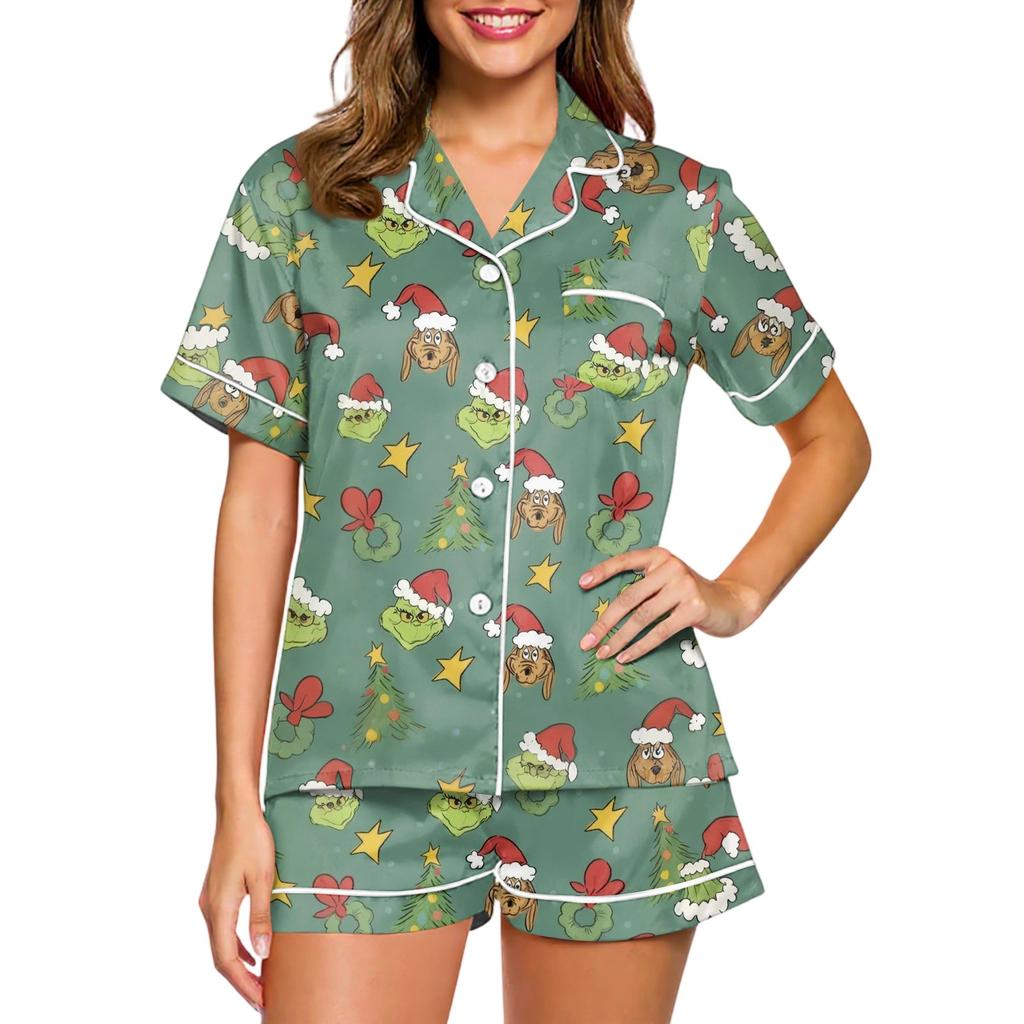 Women's Fashion Home Pajama Set Home Clothes Short Sleeve Pajamas Shorts Two-piece Set