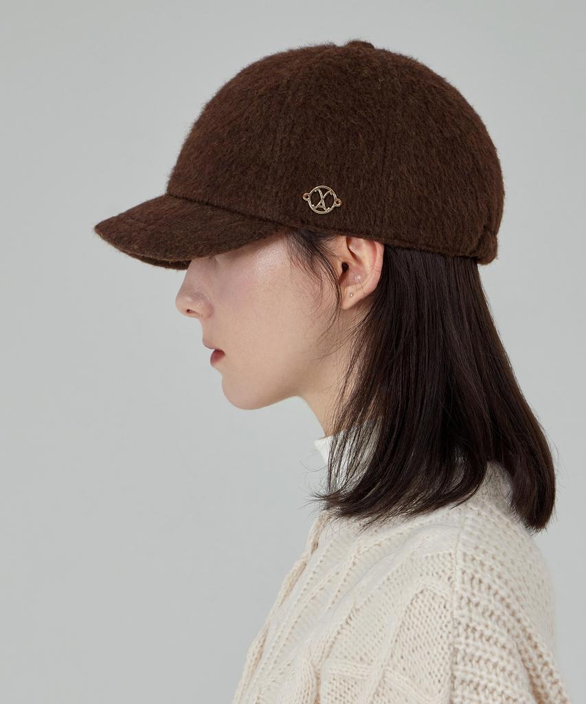 Bajal Va Curved Circle Logo Newsboy Cap Dark Brown