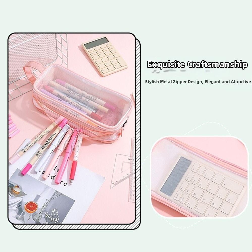 Transparent Pencil Case Mesh Stationery Pouch New Pen Organizer Bag Stationery