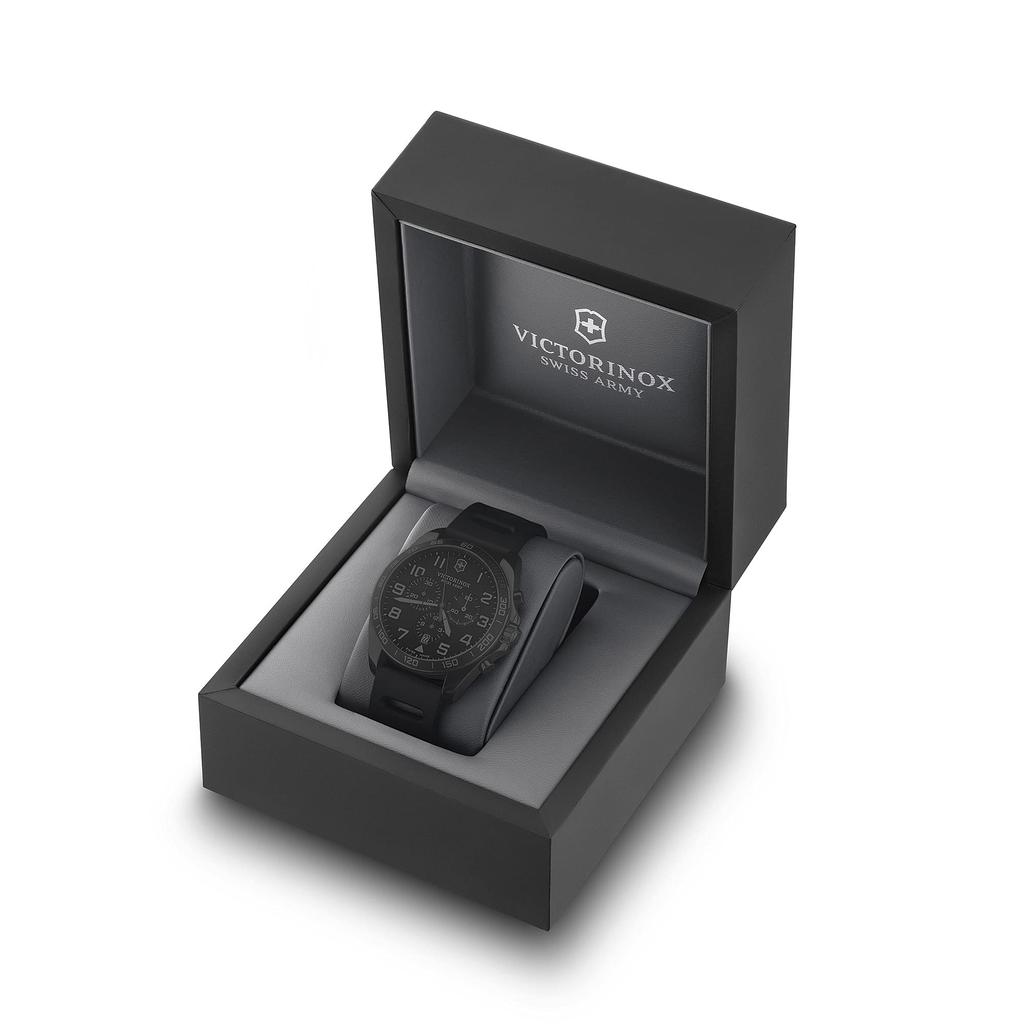 VICTORINOX FIELDFORCE SPORT CHRONO Stainless Steel Case Black Black Rubber Gift Item 241889 Wristwatch, (316L), Dial, Strap,