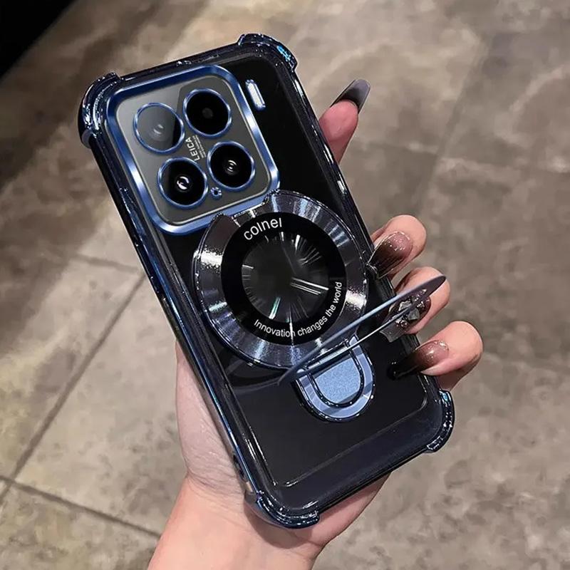 Für Xiaomi 15T Pro Hülle Stoßfest Magnetische Halterung Handyhülle Für Mi 15 T 15T 14T 13T Pro Ständer Transparent Weiche Silikonhülle