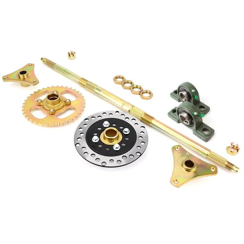 610mm ATV Go Karts Rear Axle Kits STD 20mm Complete Assembly With Carrier Hub 160mm Brake Disc 420-37T Chain Sprocket UCP 204
