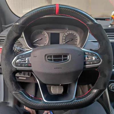 Zakázkový potah volantu do auta Semiš Karbonové vlákno 100% Pasuje pro Geely Coolray SX11 2018-2022 Coolray Interiér auta