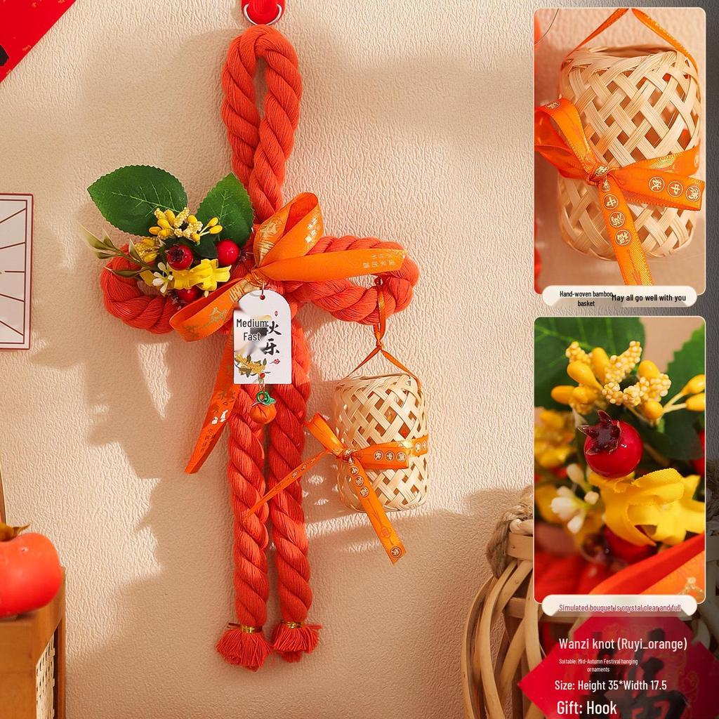 2025 Mid-Autumn Festival Broom Pendant with Wanzi Knot & Gourd Decor for Front Door