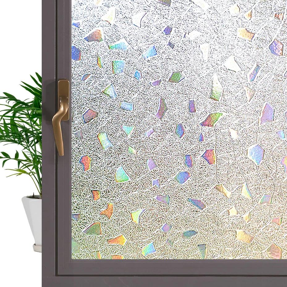 3D Krystall Vindusfilm Personvern Beskyttelse Glass Vinyl Farget Statisk Selvklebende Fester Hjem Dekorativt Vindusklistremerke for Glass