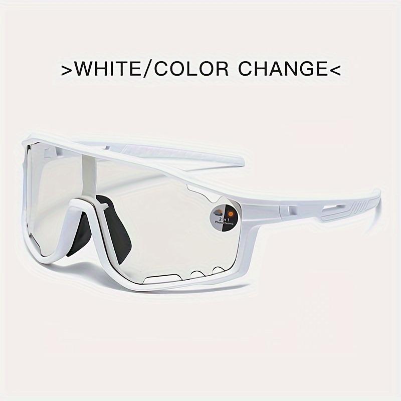 1PC men's and women's integrated light-changing bicycle glasses, large frame PC material, sports glasses with anti-glare glasses, for protection
