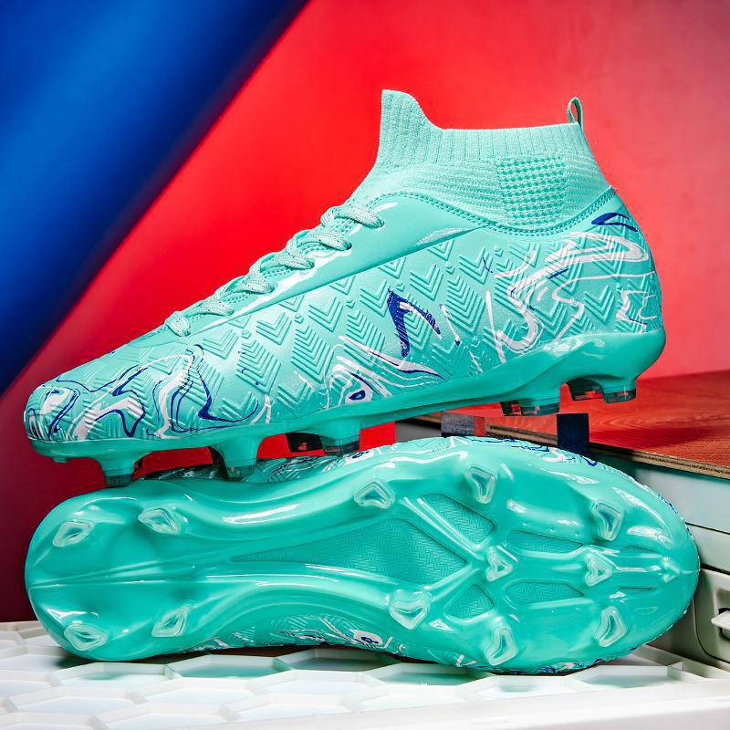 High-top football shoes for boys and girls, adult ag long nails, youth artificial grass competition training shoes